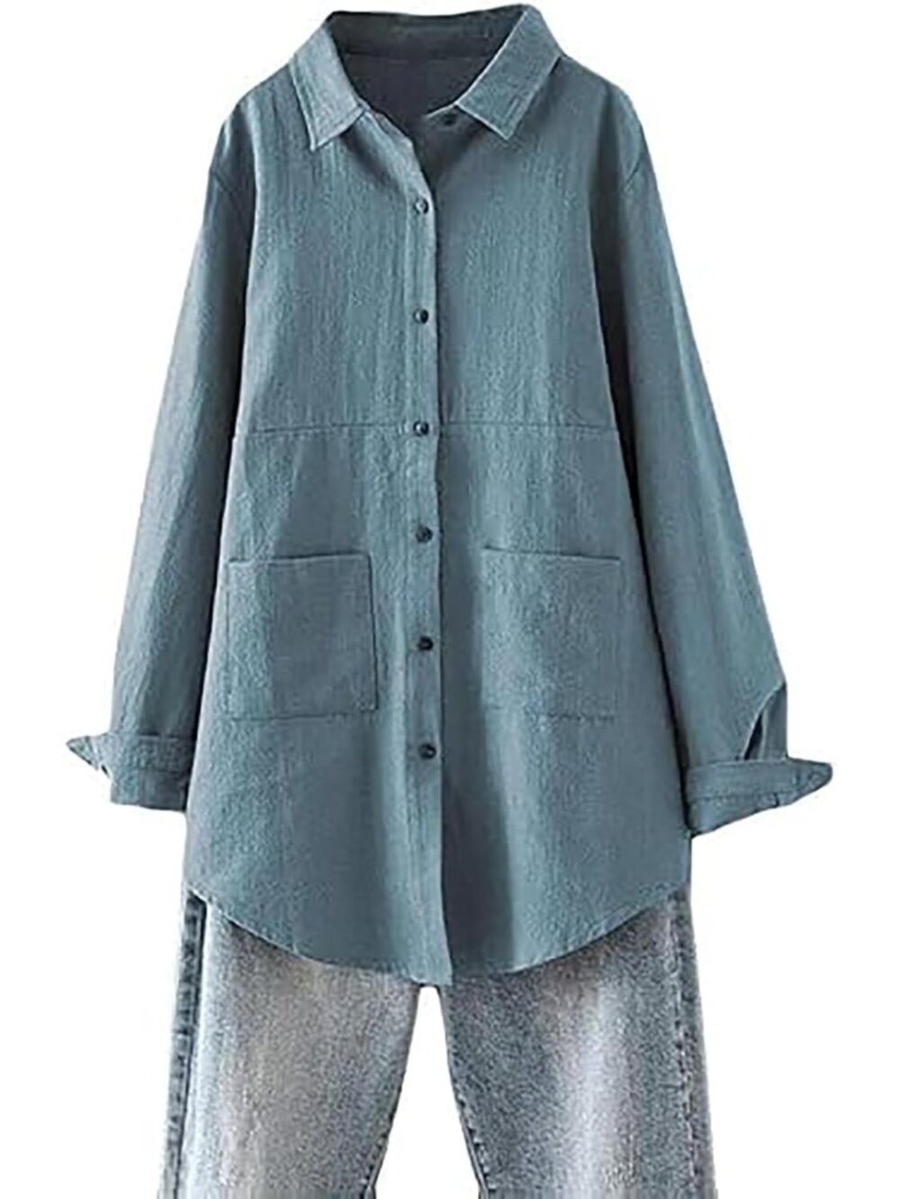 Chic Women's Linen Button Down Long Sleeve Tunic Shirt - Stylish & Comfortable